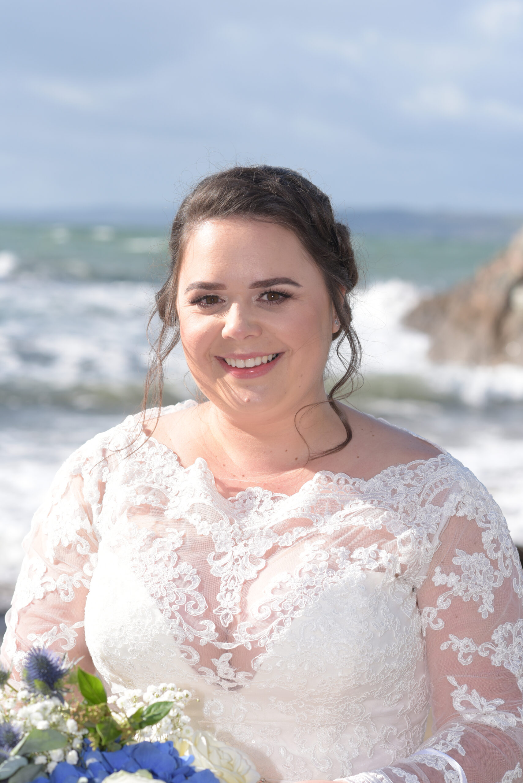 Wedding Photography on the Beach at Polhawn Fort The bride on the beach