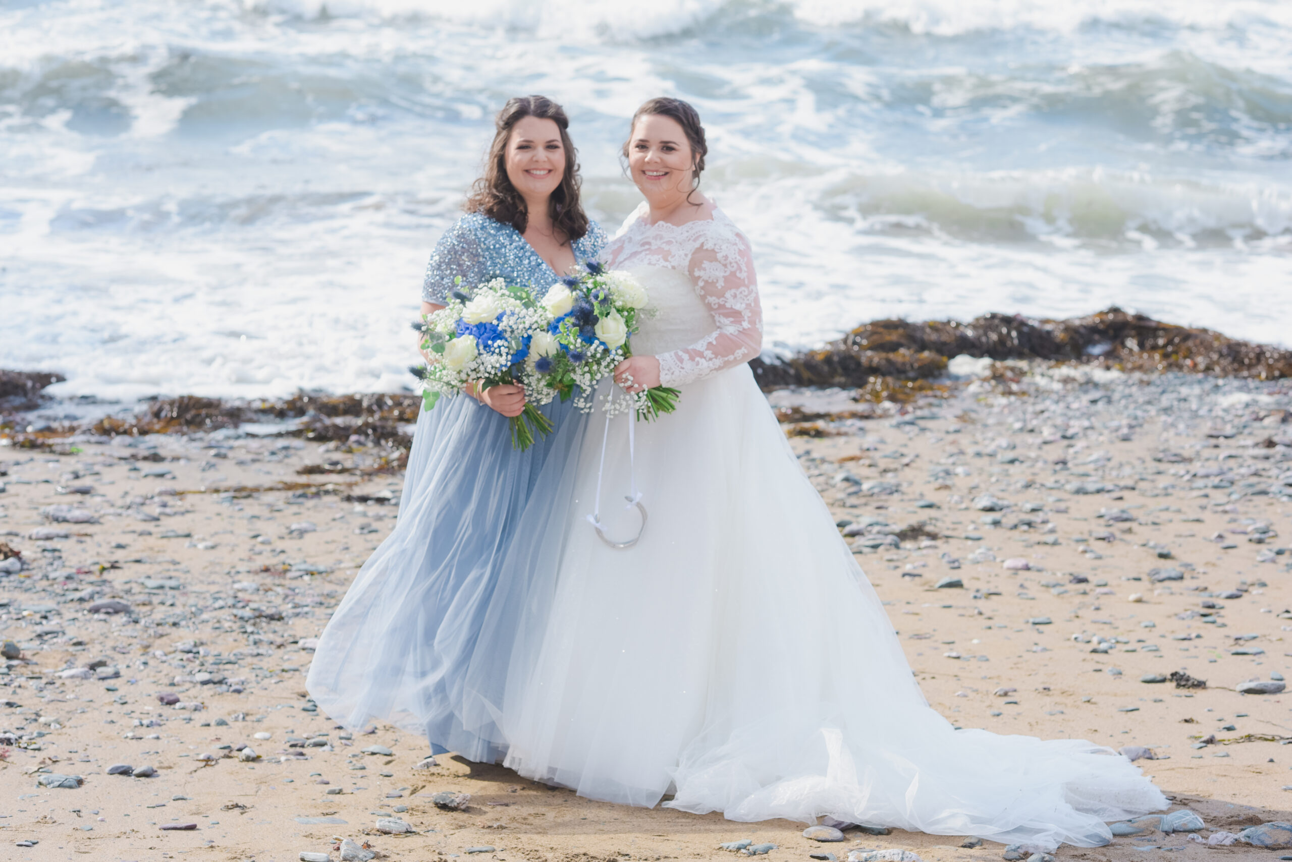 Wedding Photography on the Beach at Polhawn Fort with the Bridesmaids