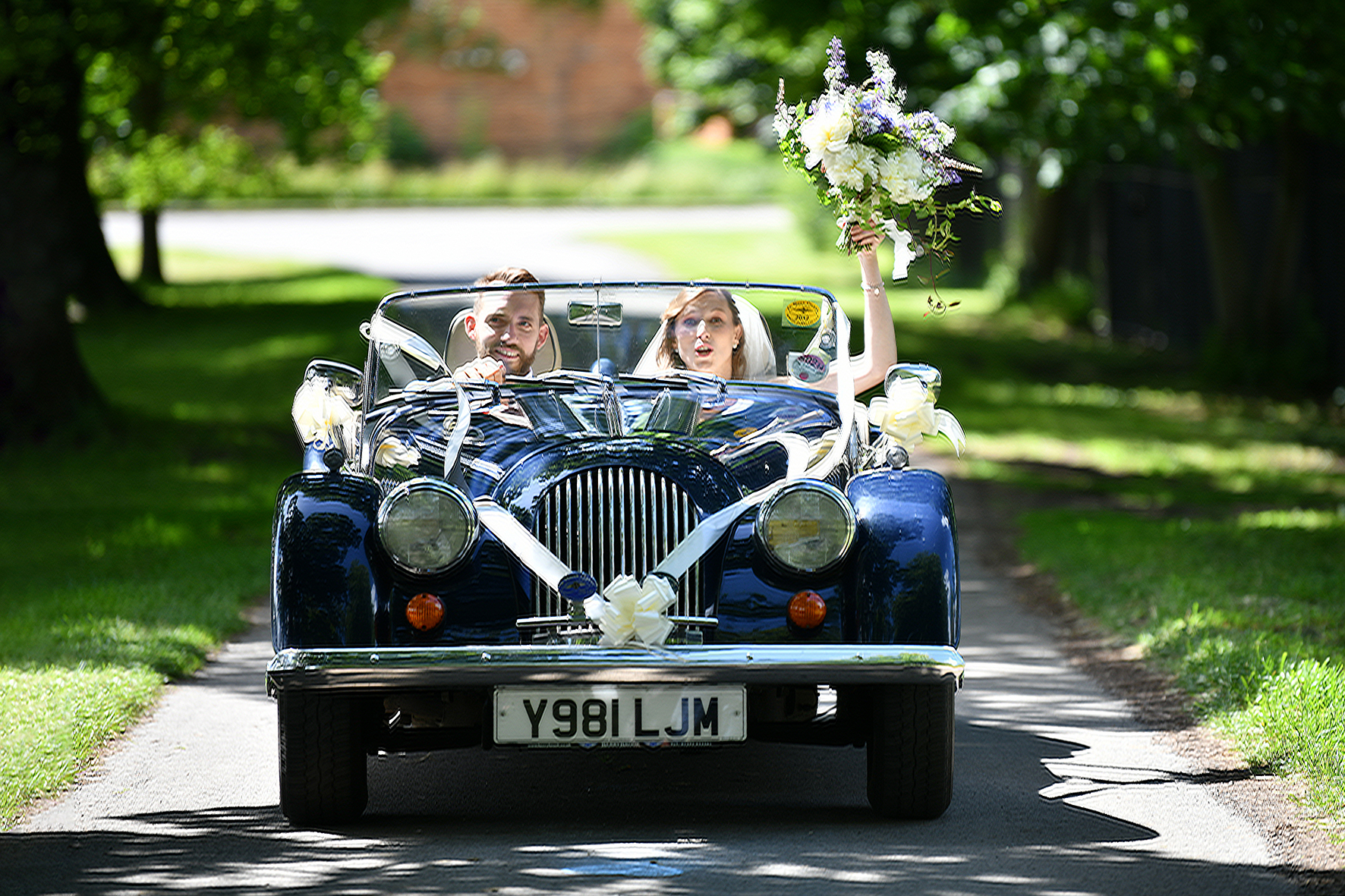 Wedding Photography in the garden at home Wedding with the Morgan