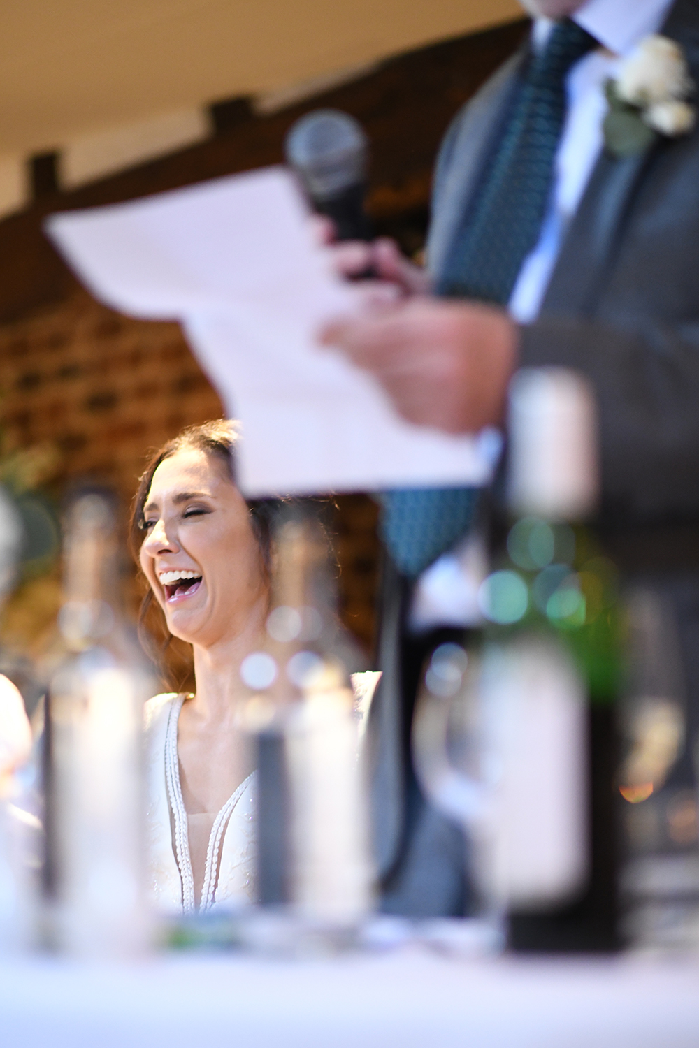 Great Fosters wedding photography of the bride in the Tithe Barn