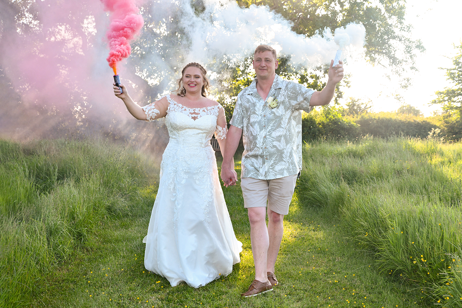Smoke Flares Wedding Photo Wootton Park